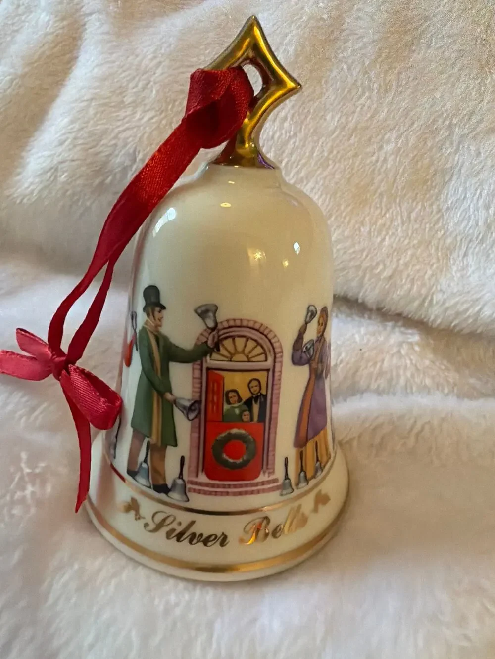 Lenox 1994 Musical Silver Bells Bell Christmas Ornament Porcelain Gold Trim